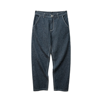 马登工装 复古雪花丹宁牛仔裤男秋纯棉水洗休闲百搭直筒长裤子 牛仔蓝 30