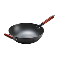 章锻章丘铸铁锅炒锅无涂层老式圆底炒菜锅不易粘家用燃气灶电磁炉通用 铸铁平底32带耳单锅