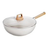 Royalstar荣事达炒锅家用平底锅电磁炉燃气灶陶瓷不粘锅麦饭石炒菜锅 【陶瓷+麦饭石】【双倍不粘²】30cm(带盖)