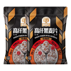 SHEGURZ 高纤即食燕麦片 无糖代餐 高纤黑麦片 1kg*2袋（赠量勺）