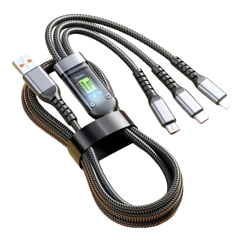  山居雪 100W超级快充 三合一数据线  Type-C, Lightning, Micro USB Type-C 100W 6A