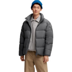 森马 轻松羽绒羽绒服男2024冬季三防外套厚款立领面包服109724113102 深灰20902 M