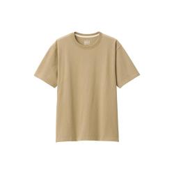 無印良品 MUJI 男式 粗棉线 天竺织 短袖T恤 打底衫男款 纯棉全棉 ABA18A2S 浅米色