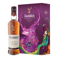 格兰菲迪（GLENFIDDICH）15年单一麦威士忌洋酒礼盒700ml蛇年礼盒