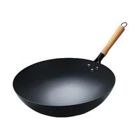 石记铁匠章丘炒锅铁锅传统锅手工无涂层物理不粘家用炒菜锅圆底已开锅 34带耳单锅 34cm
