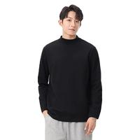 真维斯(Jeanswest)真维斯t恤德绒半高领男士打底衫秋季纯色长袖上衣中领潮流衣服 黑色 2XL
