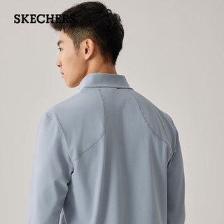 斯凯奇（Skechers）2025秋季男款长袖T恤卫衣打底衫运动服休闲弹力上衣P425M143 2XL 信风灰/02N6
