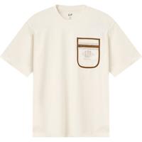 Gap男女装2024初秋拼接logo纯棉短袖T恤圆领宽松上衣637571 白色 170/92A(M) 亚洲尺码