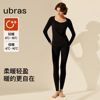 ubras倍暖钻石领柔暖肌底衣套装女秋冬秋衣裤保暖内衣基础打底衣 【倍暖套装】燕麦奶色 S