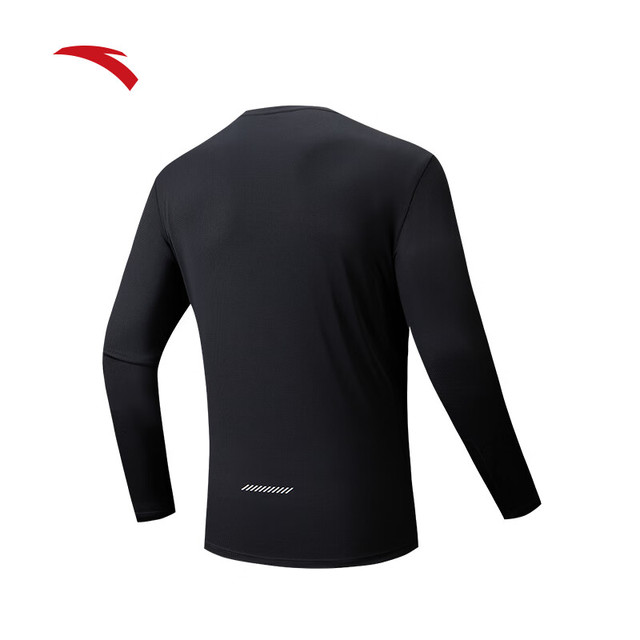 安踏 速干大师T|长袖T恤男女士秋冬季款速干透气跑步训练运动上衣 基础黑-4 XL