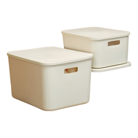 JEKO&JEKO 收纳盒子桌面收纳盒储物整理筐零食厨房收纳箱杂物篮 三件套带盖 加厚带盖三件套|特大*1+大号*2