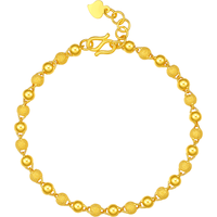 周大生黄金手链女足金光砂金珠链手串砂面 6.03g