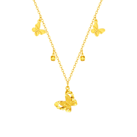 周大生黄金项链女足金5G小金珠闪闪蝶小仙蝶套链 3.48g