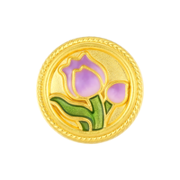 周大生黄金first转运珠手链足金莫奈联名郁金香复古硬金1.3g