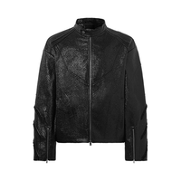 ROCA WEAR 【PU皮】秋冬复古潮流分割闪粉拼接哈灵顿G9机车外套夹克