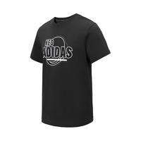阿迪达斯 （adidas）圆领棉质透气舒适夏季百搭户外运动休闲短袖 M码 黑色