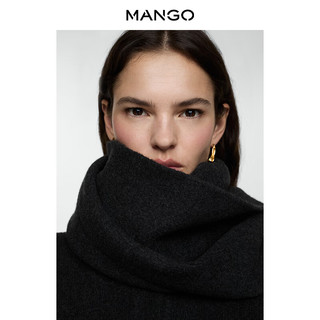 MANGO女装毛呢外套2025冬装新款直筒圆领针织系扣毛呢外套 碳灰色