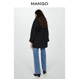 MANGO女装毛呢外套2025冬装新款直筒圆领针织系扣毛呢外套 碳灰色