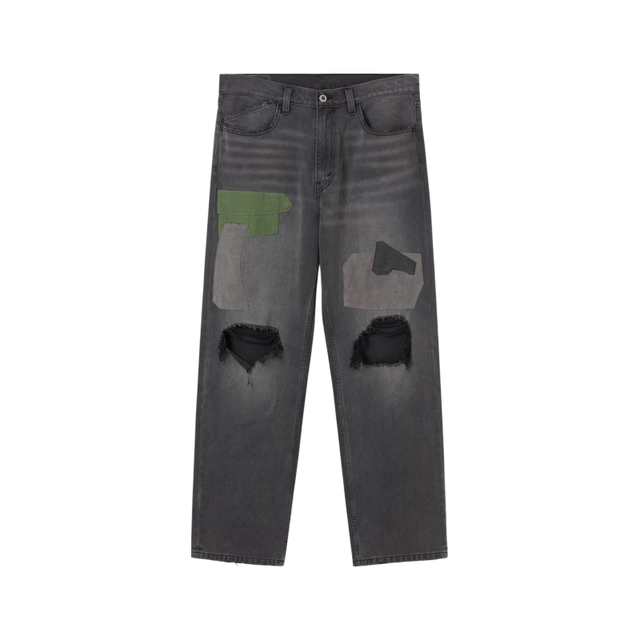 Levi's ®SilverTab™新款男士美式高街破洞宽松直筒牛仔裤 灰色 30 (32)