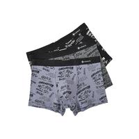 洁丽雅男士内裤男款纯棉抗菌平角裤青年男生大码透气四角短裤衩 黑色/麻灰/灰紫 3条 L（85-105斤）