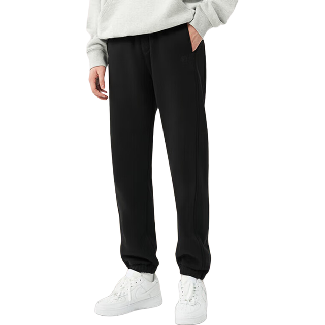 京东京造 加绒加厚卫裤男保暖秋冬运动束脚休闲裤 黑色