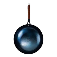 万代传章丘家用铁锅鱼鳞款炒锅手工锻打无涂层炒菜锅不易粘锅圆底燃气锅 木柄鱼鳞炒锅-单锅(已开锅) 30cm 木柄鱼鳞锅（单锅）已开锅 30cm