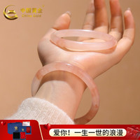 中国黄金 天山翠玉手镯桃花酿粉色金丝玉手镯