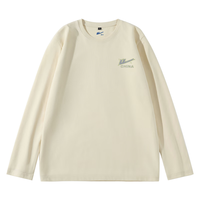 回力（Warrior）运动T恤男女同款秋季2025100%纯棉垂感透气宽松长袖打底衫B 黑#HL灰绿小标 5XL