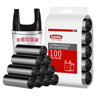 SODOLIKE 背心式垃圾袋 100只（50*65cm） 黑色