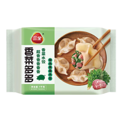 三全 肉多多猪肉香菜水饺 1kg 50只