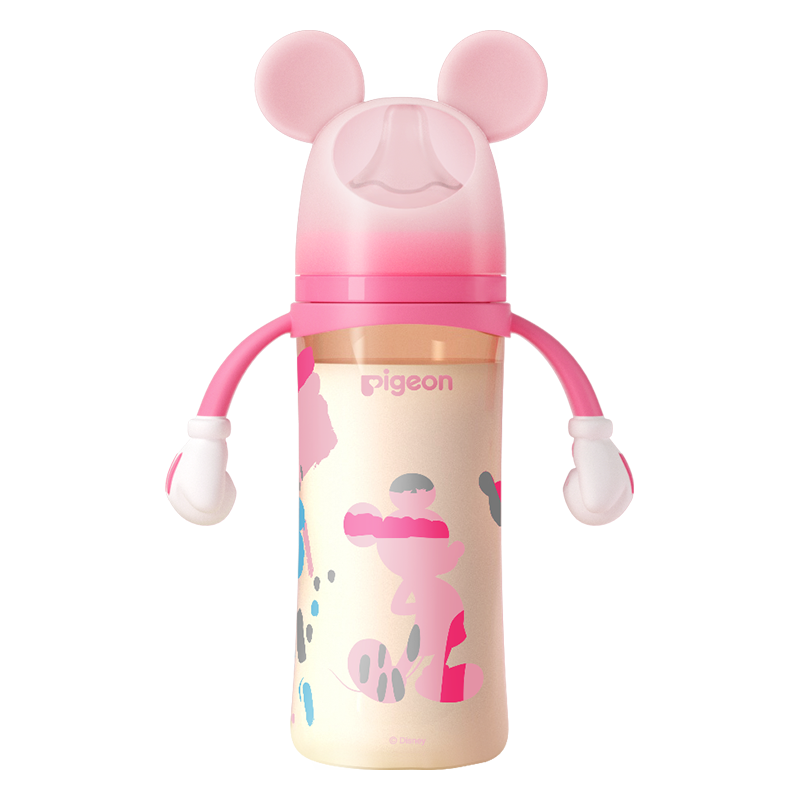 Pigeon/贝亲 宽口径PPSU彩绘奶瓶 迪士尼米妮联名款 330ml 9-12月