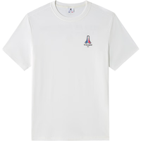 乐卡克法国公鸡夏季男子运动短袖网球透气圆领T恤运动上衣L242MCNA0311 象牙白色