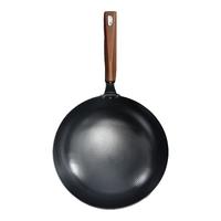 美菱 MELING（MeiLing）章丘炒锅铁锅不粘锅炒菜锅手工捶打老式熟铁黑锅燃气灶明火款 【新一代铁锅】圆底款 32cm