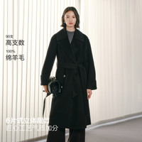 太平鸟太平鸟甄毛系列焦点大衣高支全羊毛大衣女A1AAF4333 黑色(第一批) L 165