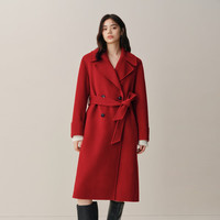 太平鸟太平鸟甄毛系列焦点大衣高支全羊毛大衣女A1AAF4333 中国红(第一批) M 160