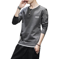  JEEP SPIRIT 纯棉 男士长袖T恤  XL （135斤-150斤） 灰色