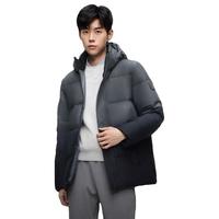 冬季保暖时尚连帽爸爸装短款明绗线羽绒外套男