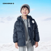 Converse 匡威童装男童羽绒服冬季新款轻盈保暖儿童连帽外套 正黑色 140 /68 【建议身高128-140cm】