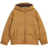 杰克·琼斯（JACK&JONES）男装秋冬字母刺绣保暖纯色短款连帽男士羽绒服蓬松鸭绒服外套男 F09 橡胶棕 190/108A/XXL