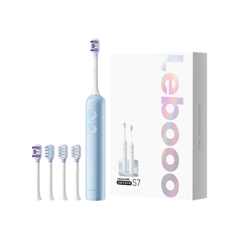  Lebooo/力博得 扫振 电动牙刷  霁月蓝 4支
