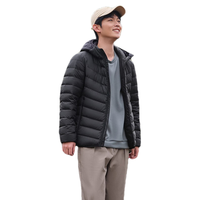 坦博尔轻薄羽绒服男时尚保暖宽松连帽短款外套TF236209 黑色 XL (175/92A)