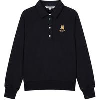 Teenie Weenie 加绒POLO领卫衣小熊女装2025秋冬学院风宽松舒适翻领上衣