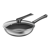 九阳 炒锅不粘锅30cm炒菜锅304不锈钢平底煎锅电磁炉燃气通用锅盖可立 蜂窝不粘锅 30cm