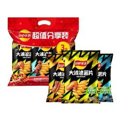 乐事 大波浪 切片型马铃薯片组合装 3口味 210g（香辣烤鸡翅味70g+铁板鱿鱼味70g+碳烤五花肉味70g）