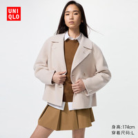 优衣库女装双面呢休闲短大衣478581 30 浅米色 2XL /165/100B