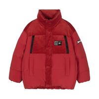 雪中飞 SNOWFLYING秋冬复古潮流拼接立领包裹轻盈拉链短款男款羽绒服