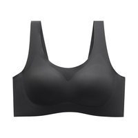 都市丽人文胸女背心无痕舒适承托纯色透气背心式胸罩女2B22AA黑色XL