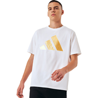  adidas/阿迪达斯 透气 男士T恤  白/金 XL