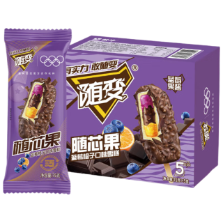蒙牛 随变随芯果蓝莓橙子味雪糕75g*5支/盒冰淇淋