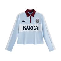 卡帕（Kappa）背靠背运动长袖polo衫女2025翻领t恤透气休闲上衣K0F42PC01 海盐蓝-8152 L